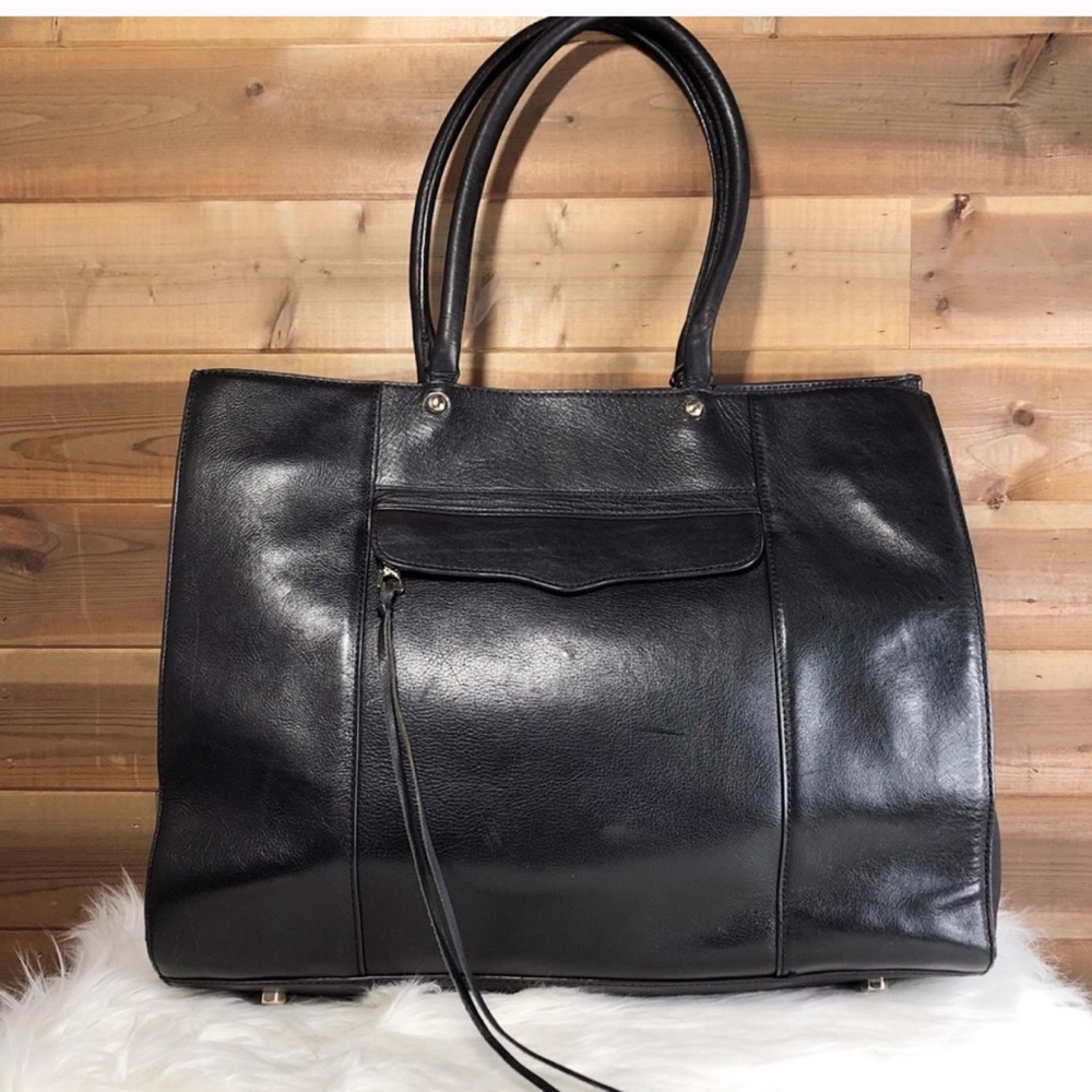 Rebecca mink black leather mab tote